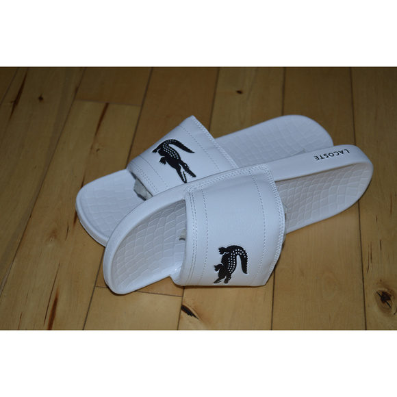 Lacoste Other - Lacoste Men's Big Croc Logo Slides White New